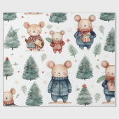 Vintage Weihnachtsmaus Geschenkpapier (Flach)