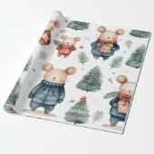 Vintage Weihnachtsmaus Geschenkpapier (Ungerollt)