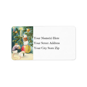 Vintage-Weihnachtsmäuse-Adressetikett Adressaufkleber
