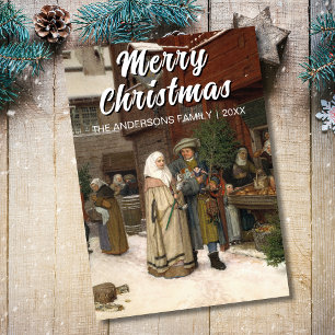 Vintage Weihnachtsmesse von Rosen Feiertagskarte