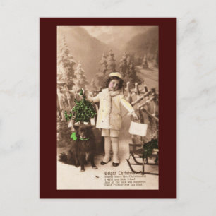 Vintage Weihnachtsmistelzweig Postkarte