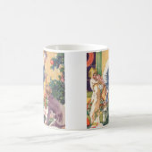 Vintage Weihnachtsmorgen, Kinder mit Geschenken Kaffeetasse (Mittel)