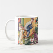 Vintage Weihnachtsmorgen, Kinder mit Geschenken Kaffeetasse (Links)