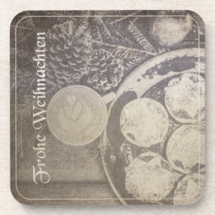 Vintage-Weihnachtsmotiv mit Keksen und Kaffee Getränkeuntersetzer