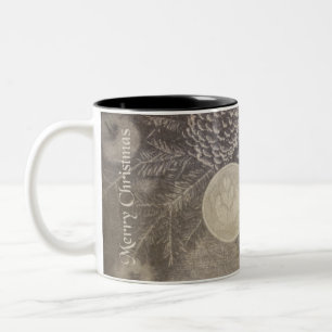 Vintage Weihnachtsmotiv mit Keksen und Kaffee Zweifarbige Tasse
