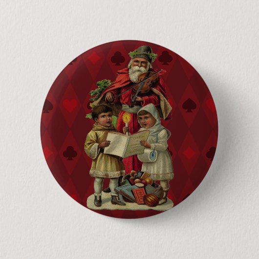 Vintage Weihnachtsmusik Button (Vorderseite)