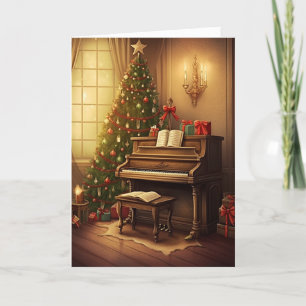 Vintage Weihnachtsmusik Flügel Gemälde Feiertagskarte