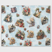 Vintage Weihnachtsmusik Geschenkpapier (Flach)