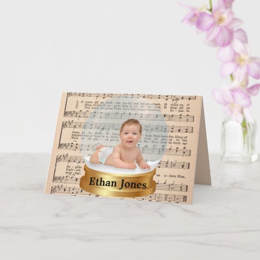 Vintage Weihnachtsmusik hinzufügen Karte (Orchidee)