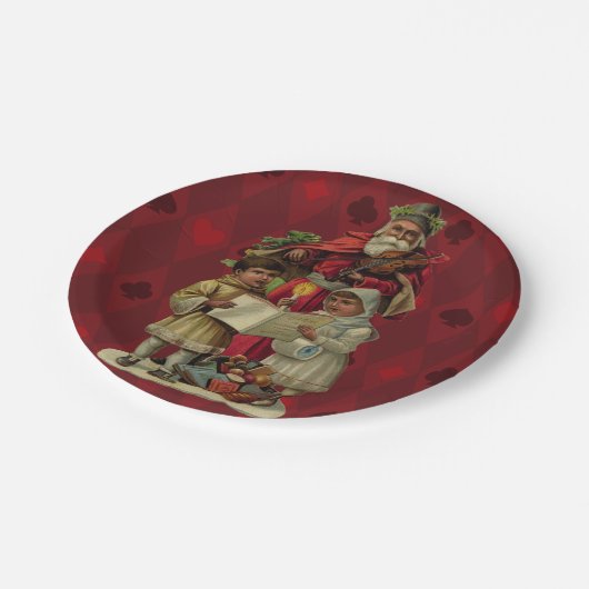 Vintage Weihnachtsmusik Pappteller (Schrägansicht)