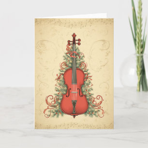 Vintage Weihnachtsmusik und Cello Feiertagskarte