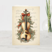 Vintage Weihnachtsmusik Violin Feiertagskarte (Rückseite)