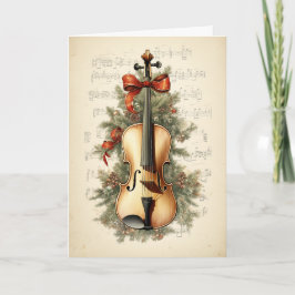 Vintage Weihnachtsmusik Violin Feiertagskarte