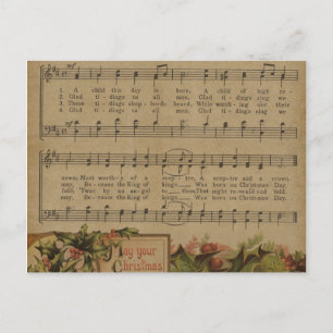Vintage-Weihnachtsmusikblatt Urlaub Feiertagspostkarte