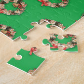 Vintage-Weihnachtsmuster, florale Kränze auf Grün Puzzle (Seite)