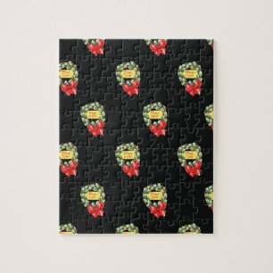 Vintage-Weihnachtsmuster, Frohe Weihnachten im Kra Puzzle