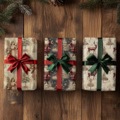 Vintage Weihnachtsmuster Geschenkpapier Set
