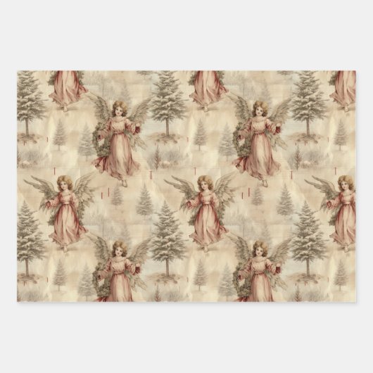 Vintage Weihnachtsmuster Geschenkpapier Set (Vorderseite)
