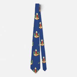 Vintage-Weihnachtsmuster, Kerzen und Stechpalme Krawatte