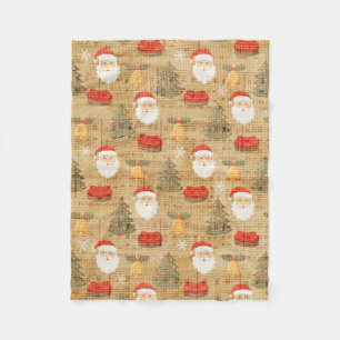 Vintage Weihnachtsmuster mit dem Weihnachtsmann Fleecedecke