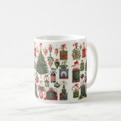 Vintage-Weihnachtsmuster-Tasse Kaffeetasse (VorderseiteRechts)