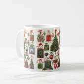 Vintage-Weihnachtsmuster-Tasse Kaffeetasse (Vorderseite Links)