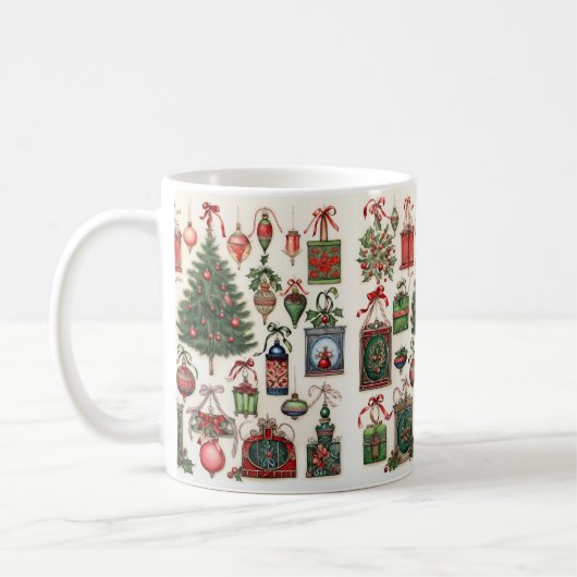 Vintage-Weihnachtsmuster-Tasse Kaffeetasse (Links)