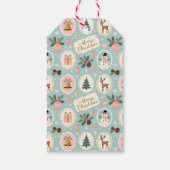 Vintage-Weihnachtsmuster-Wrap-Papier Geschenkanhänger (Rückseite)