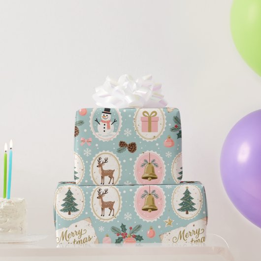 Vintage-Weihnachtsmuster-Wrap-Papier Geschenkpapier (Partygeschenke)