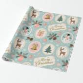 Vintage-Weihnachtsmuster-Wrap-Papier Geschenkpapier (Ungerollt)