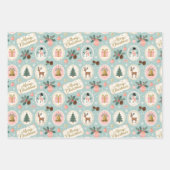 Vintage-Weihnachtsmuster-Wrap-Papier Geschenkpapier Set (Vorderseite 3)