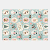 Vintage-Weihnachtsmuster-Wrap-Papier Geschenkpapier Set (Vorderseite)