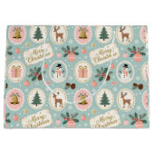 Vintage-Weihnachtsmuster-Wrap-Papier Große Geschenktüte (Vorderseite)