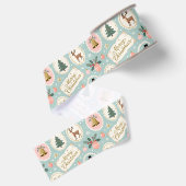 Vintage-Weihnachtsmuster-Wrap-Papier Ripsband (Rückseite)