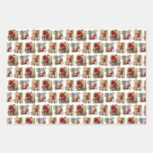 Vintage Weihnachtsmuster Wrapping Paper Sheets Geschenkpapier Set (Vorderseite)