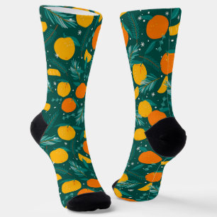 Vintage Weihnachtsmuster Zitronen und Orangen Socken