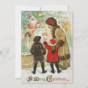 Vintage Weihnachtsmutter und Kind Feiertagskarte