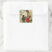Vintage Weihnachtsmutter und Kind Quadratischer Aufkleber (Tasche)