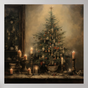 Vintage-Weihnachtsnachtplakat Poster