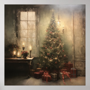 Vintage-Weihnachtsnachtplakat Poster