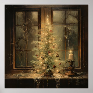 Vintage-Weihnachtsnachtplakat Poster