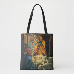 Vintage-Weihnachtsnativität, Jesuskind in der Krip Tasche