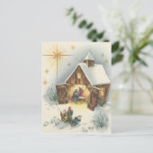 Vintage Weihnachtsnativity-Karte Feiertagspostkarte (Stehend Vorderseite)