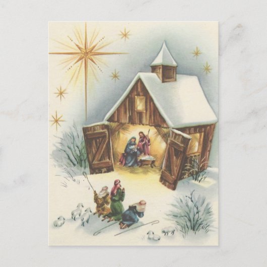 Vintage Weihnachtsnativity-Karte Feiertagspostkarte (Vorderseite)