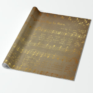 Vintage Weihnachtsnoten in Gold Geschenkpapier