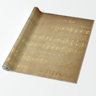 Vintage Weihnachtsnoten in Gold Geschenkpapier