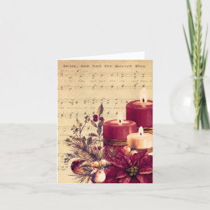 Vintage-Weihnachtsnoten & Kerzen Arrangement Feiertagskarte