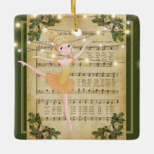 Vintage-Weihnachtsnoten und Ballerina Keramikornament