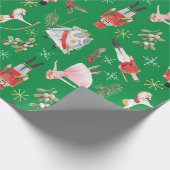 Vintage-Weihnachtsnussknacker-Märchen Grün Geschenkpapier (Ecke)