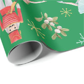 Vintage-Weihnachtsnussknacker-Märchen Grün Geschenkpapier (Rolleneckpunkt)